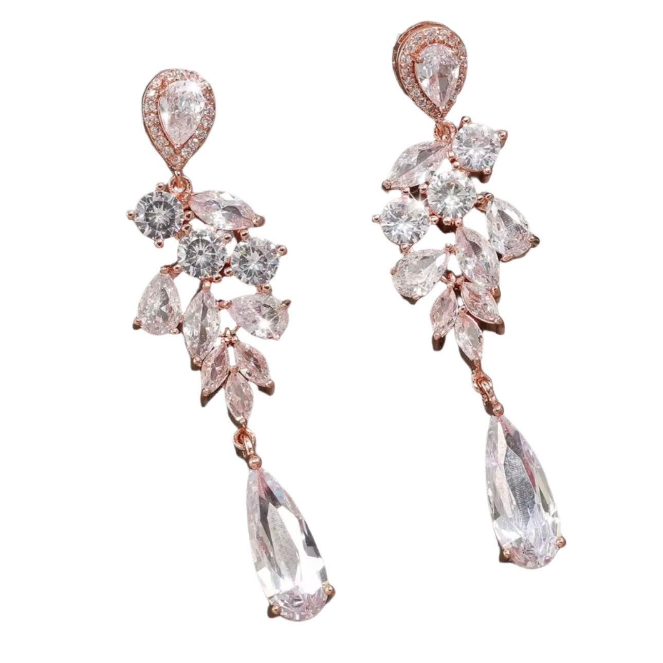 Romantic Rose Gold AAA Zirconia Drop Earrings