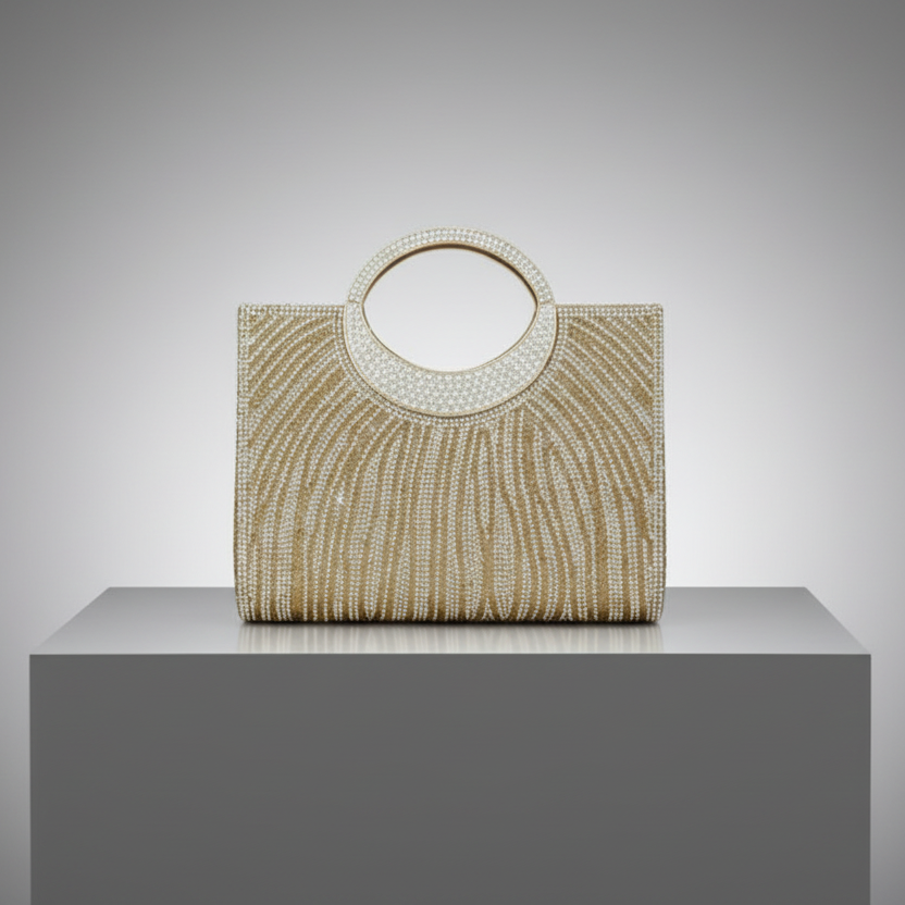 Glam Stripes Rhinestone Evening Bag