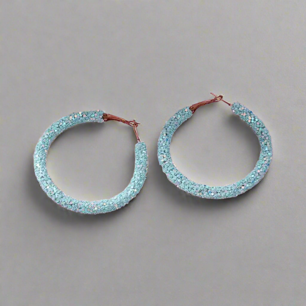 Green Sequin Hoop Earrings