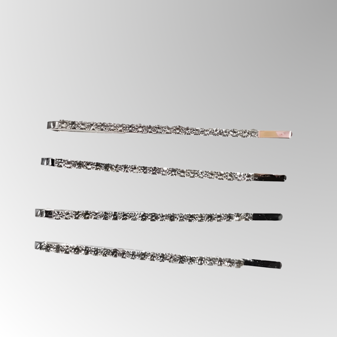 Minimalist Rhinestone Silver Hair Pins