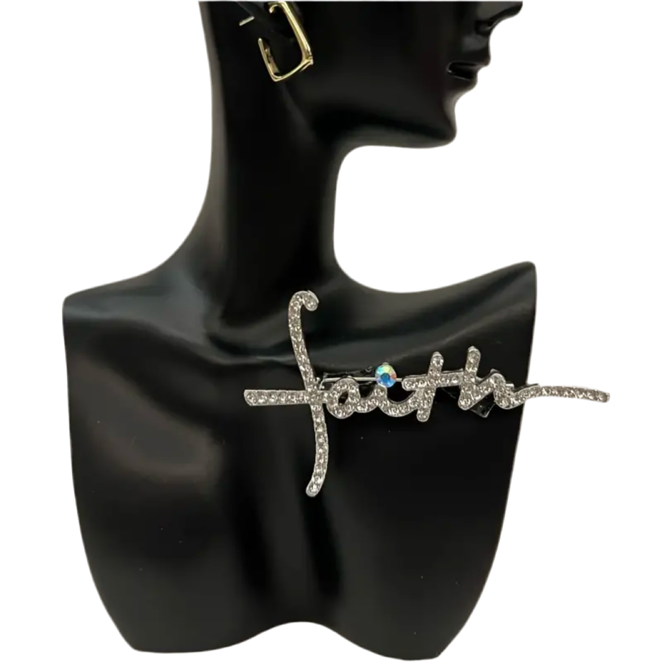 Faith Silver Rhinestone Brooch