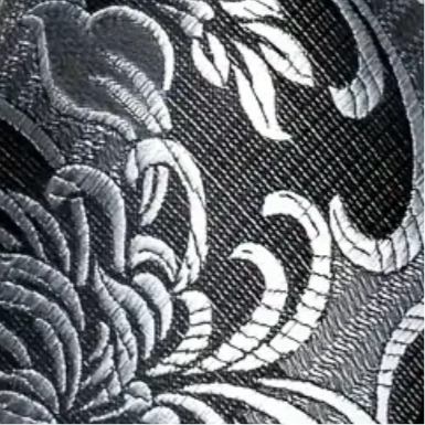 Silver Black Floral Necktie Set