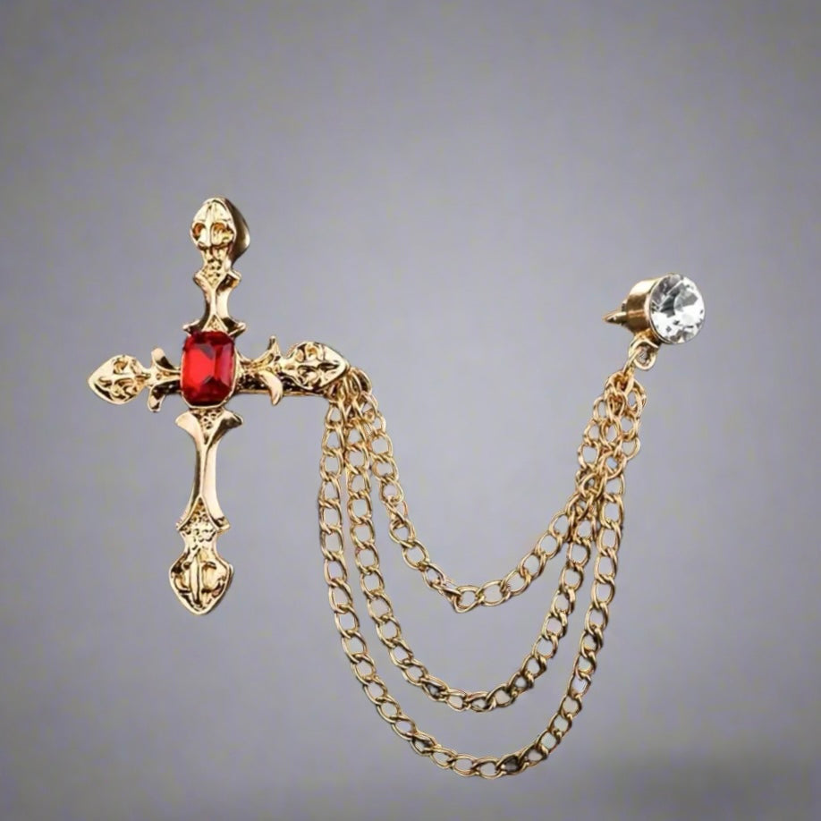 Cross & Chains Lapel Pin
