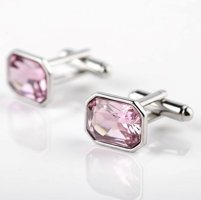 Pink Rhinestone Cufflinks