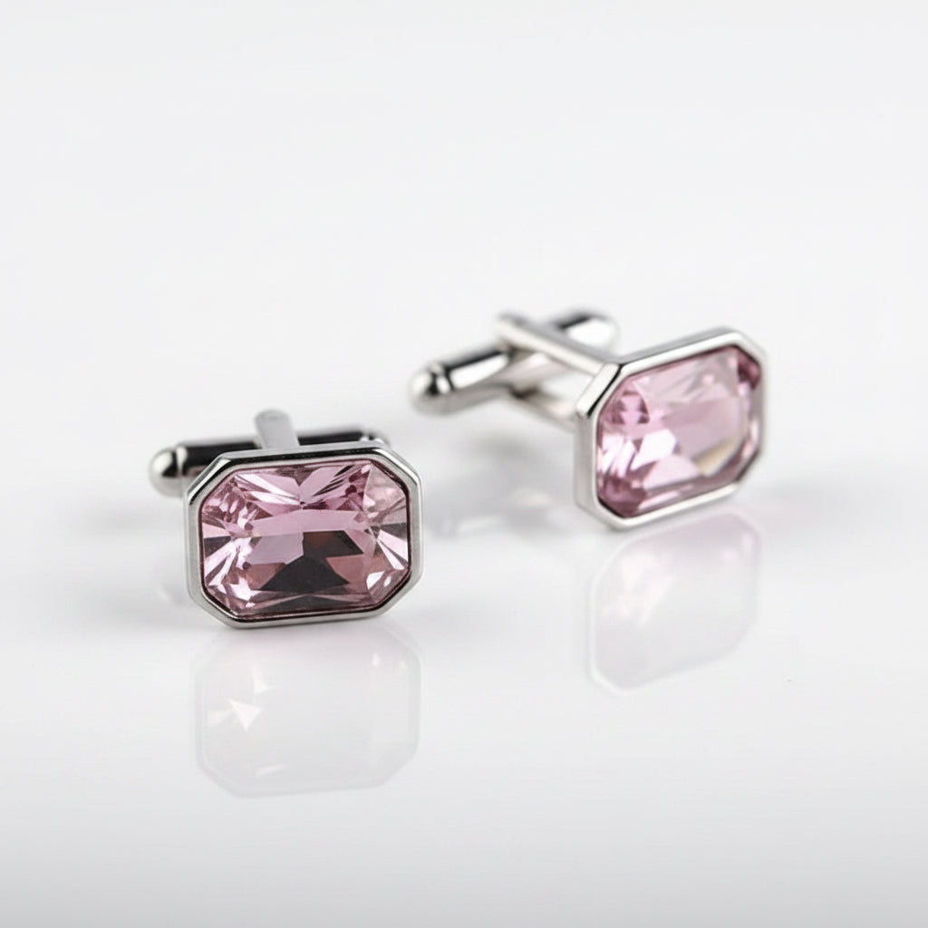Pink Rhinestone Cufflinks