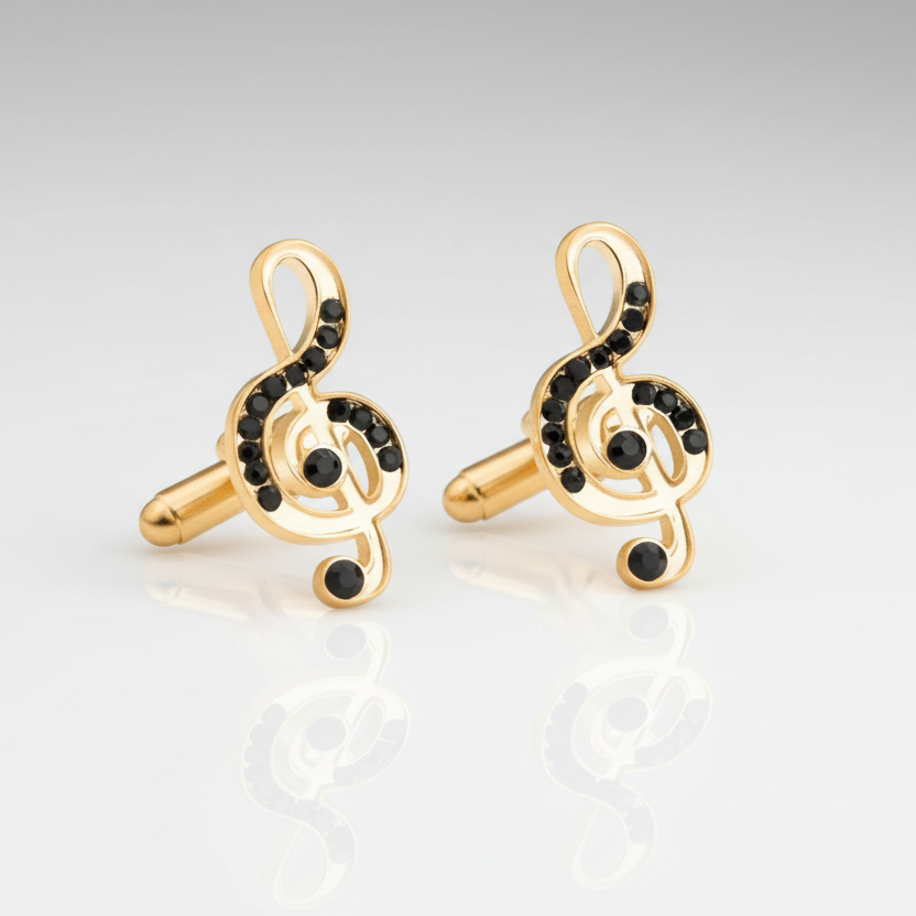 Music Note Gold Cufflinks