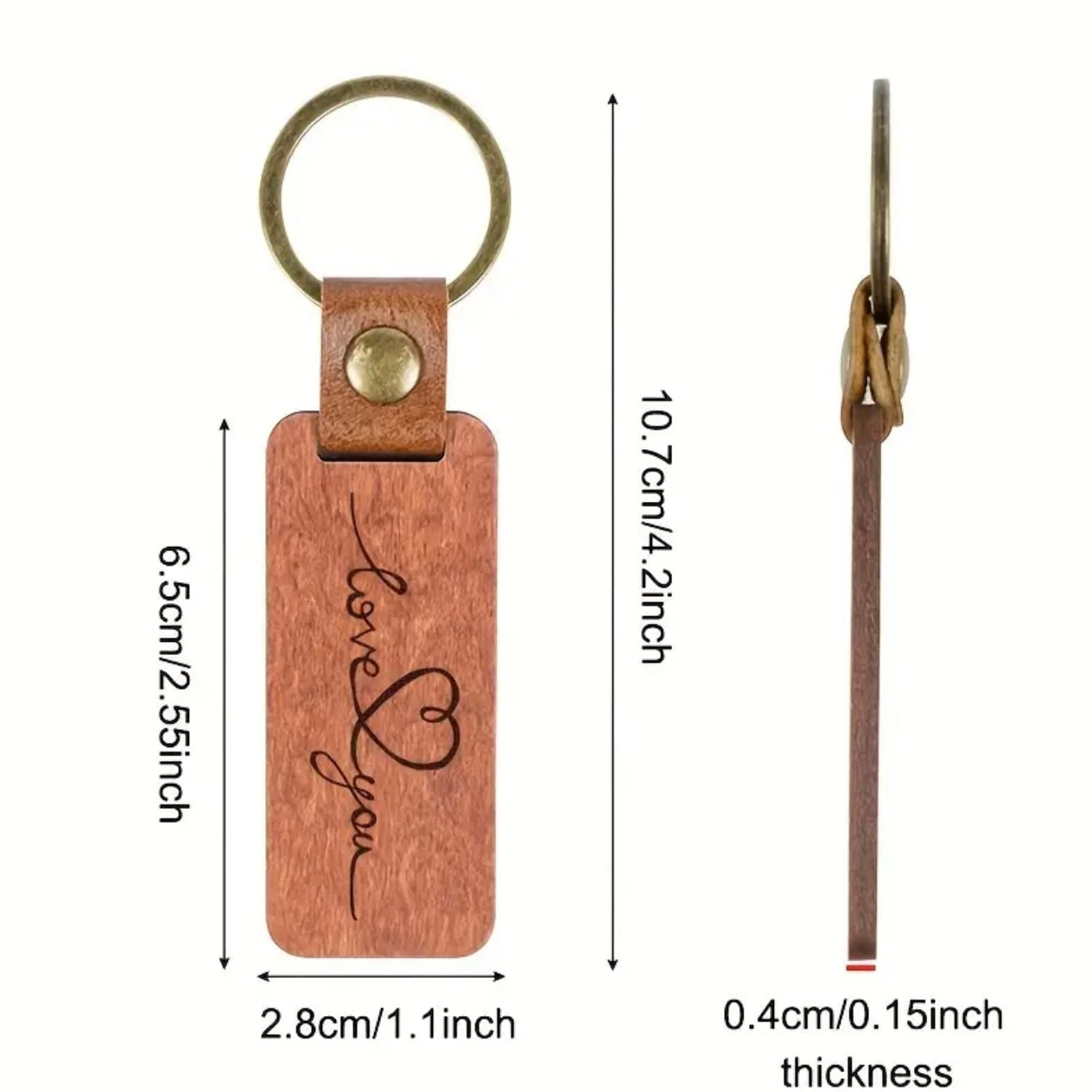 Love You Rosewood Heart Keychain