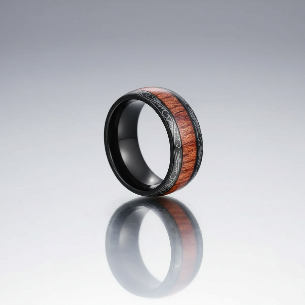 Wood Grain & Black Band