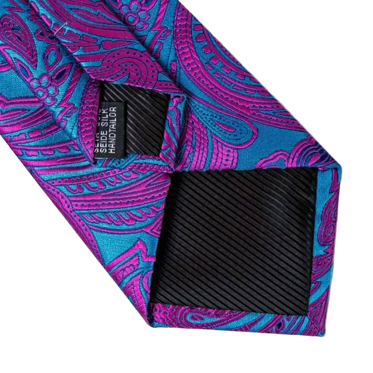 Pink Blue Paisley Necktie Set