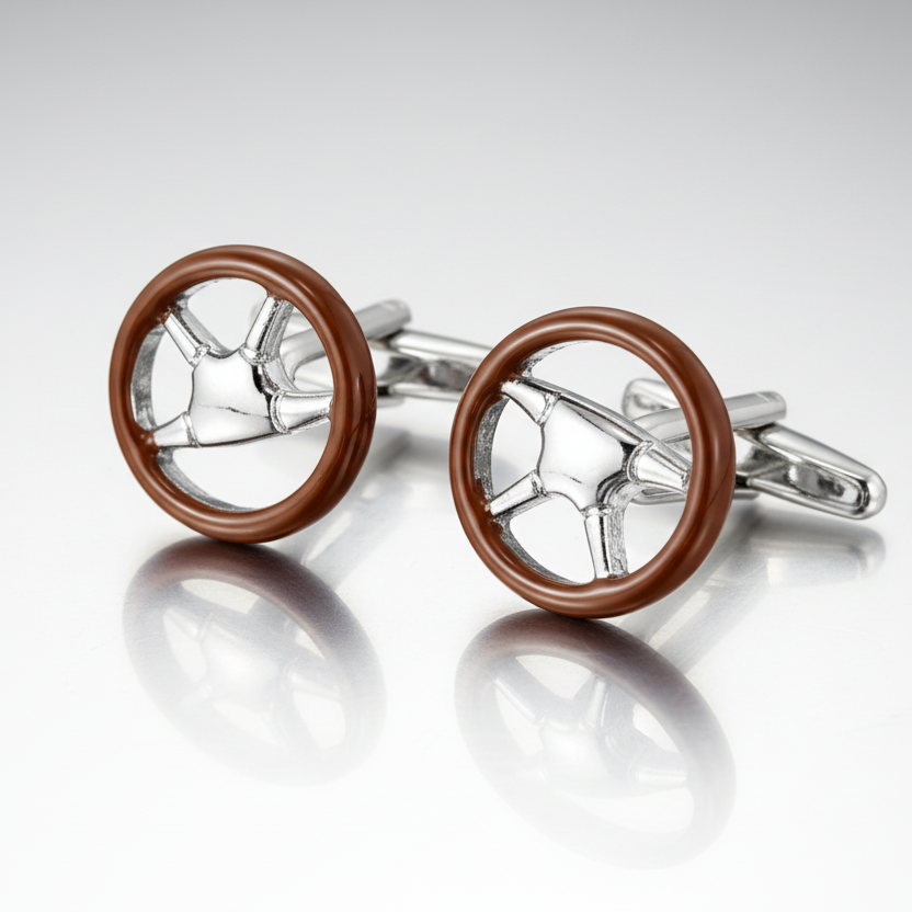 Steering Wheel Cufflinks & Car Tie Clip Set