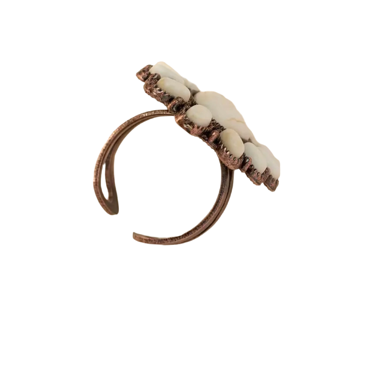 White Bronze Triangle Turquoise Ring