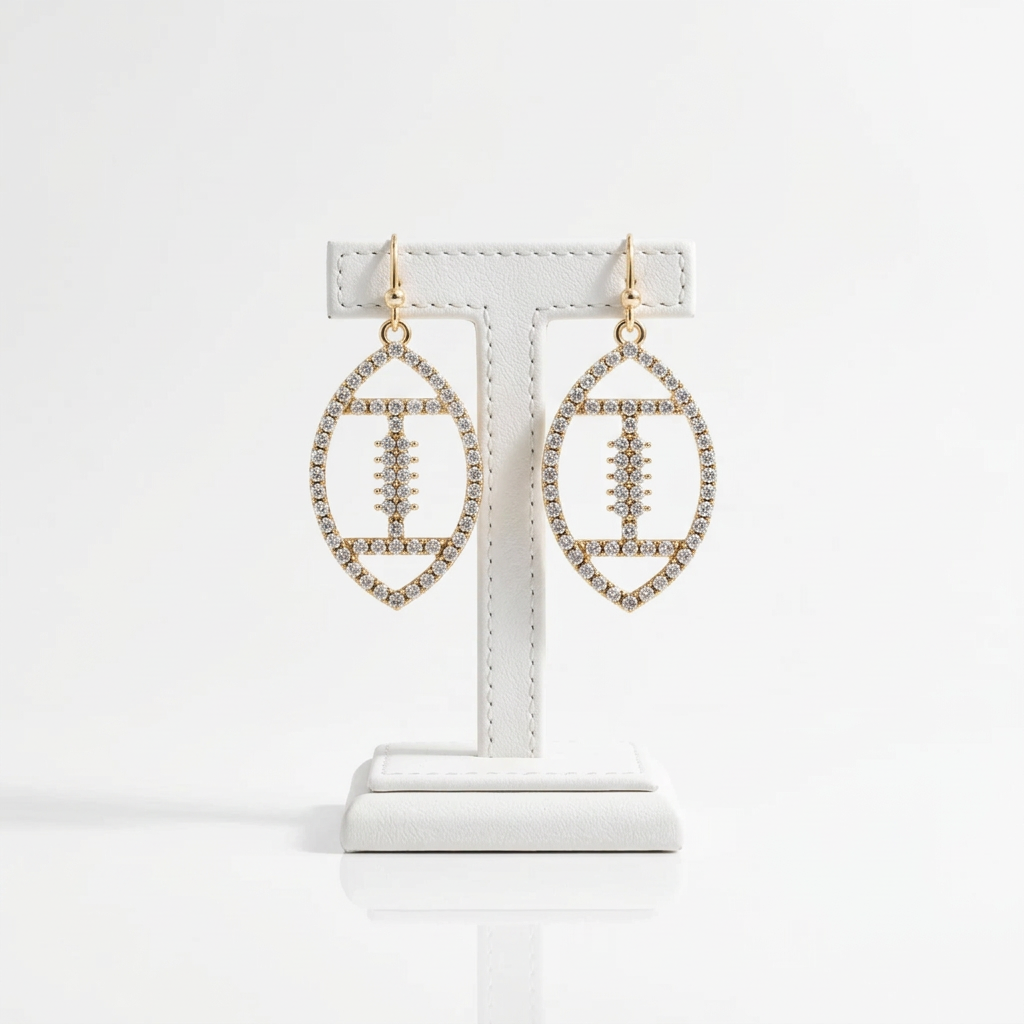Football Rhinestone Dangle Earrings