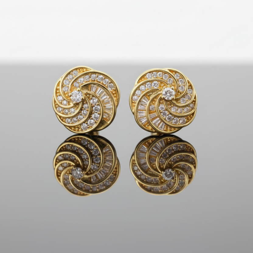 Swirl Clip Stud Earrings