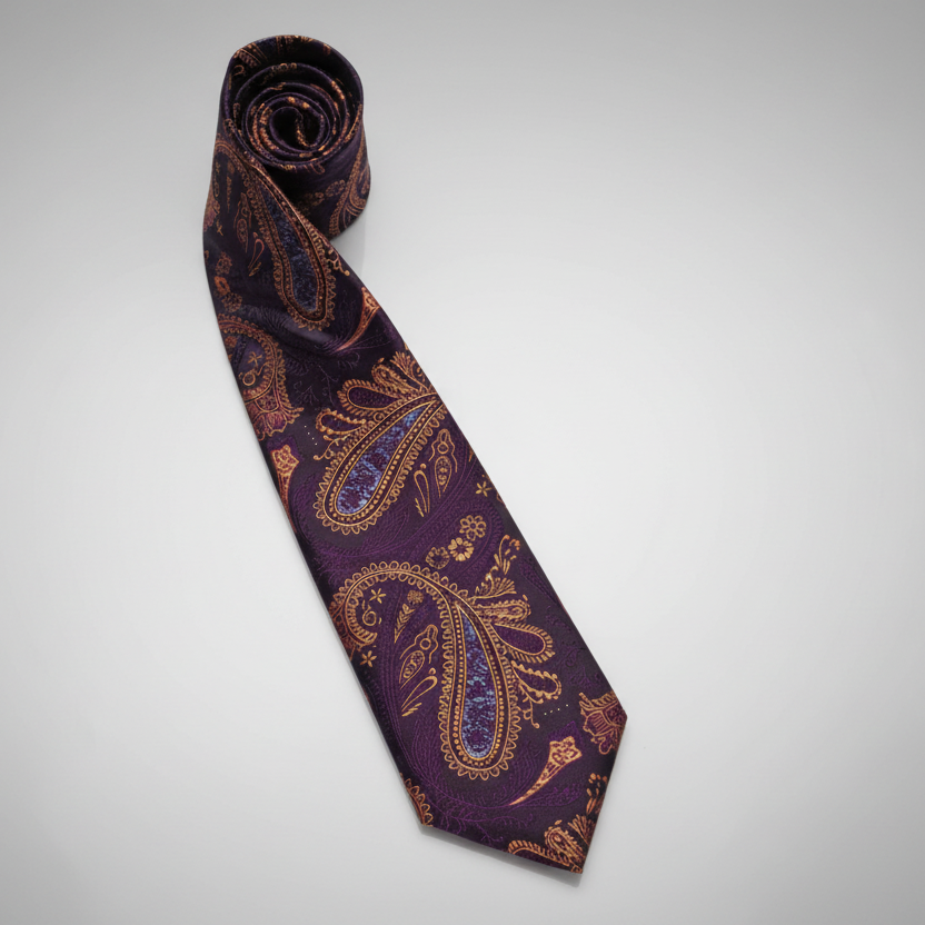 Purple Paisley Necktie Set