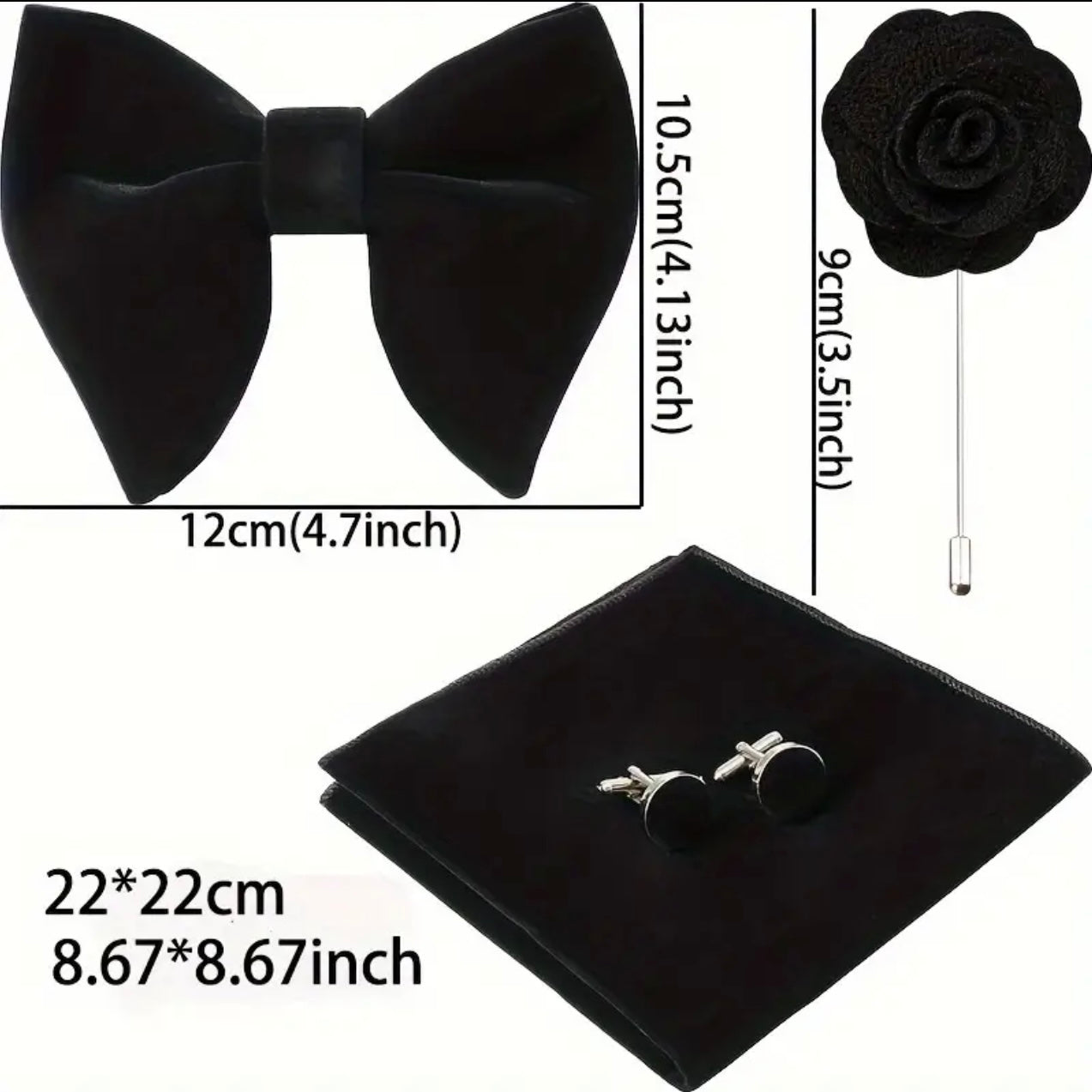 Black Velvet Bow Tie Set