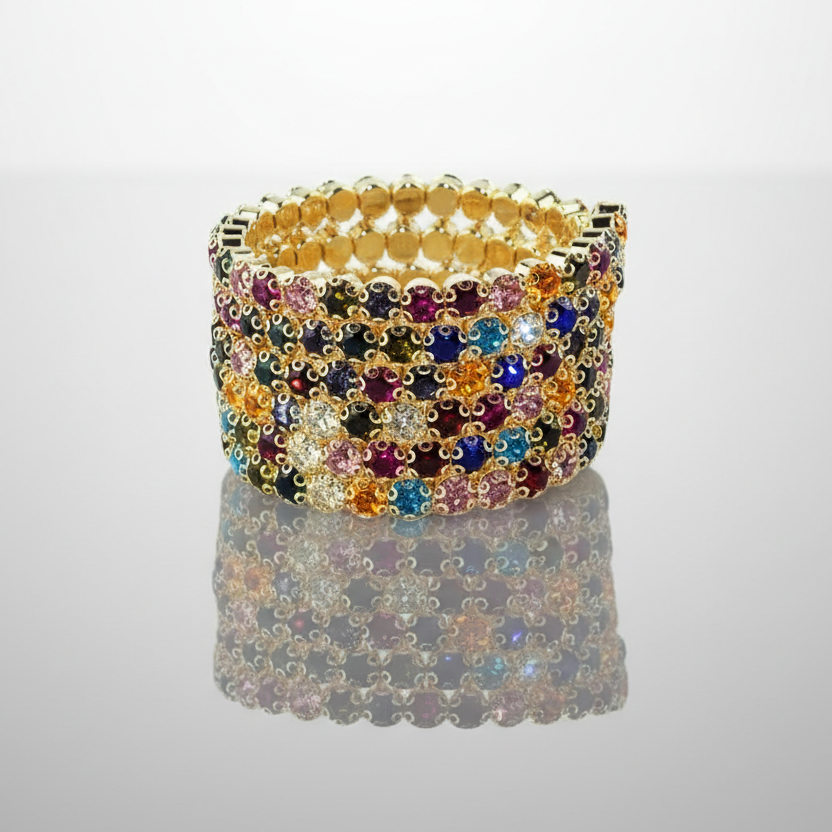 Flexible 6 Row Multicolor Bracelet