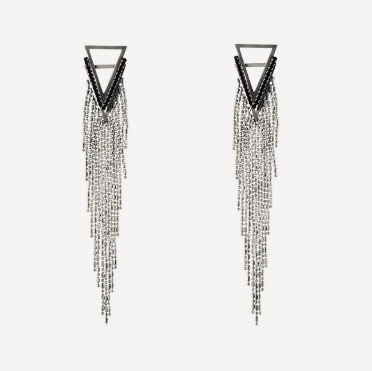 Beaded Black Tassel Earrings
