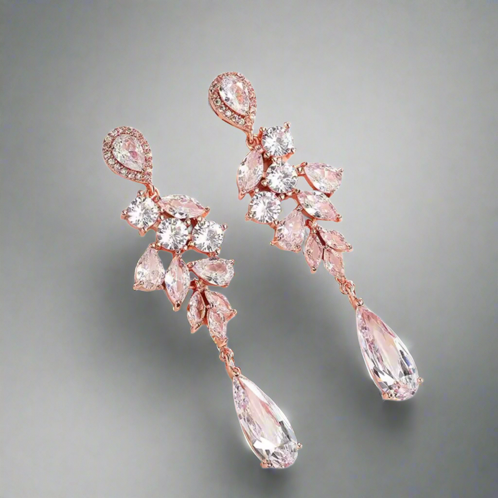 Romantic Rose Gold AAA Zirconia Drop Earrings