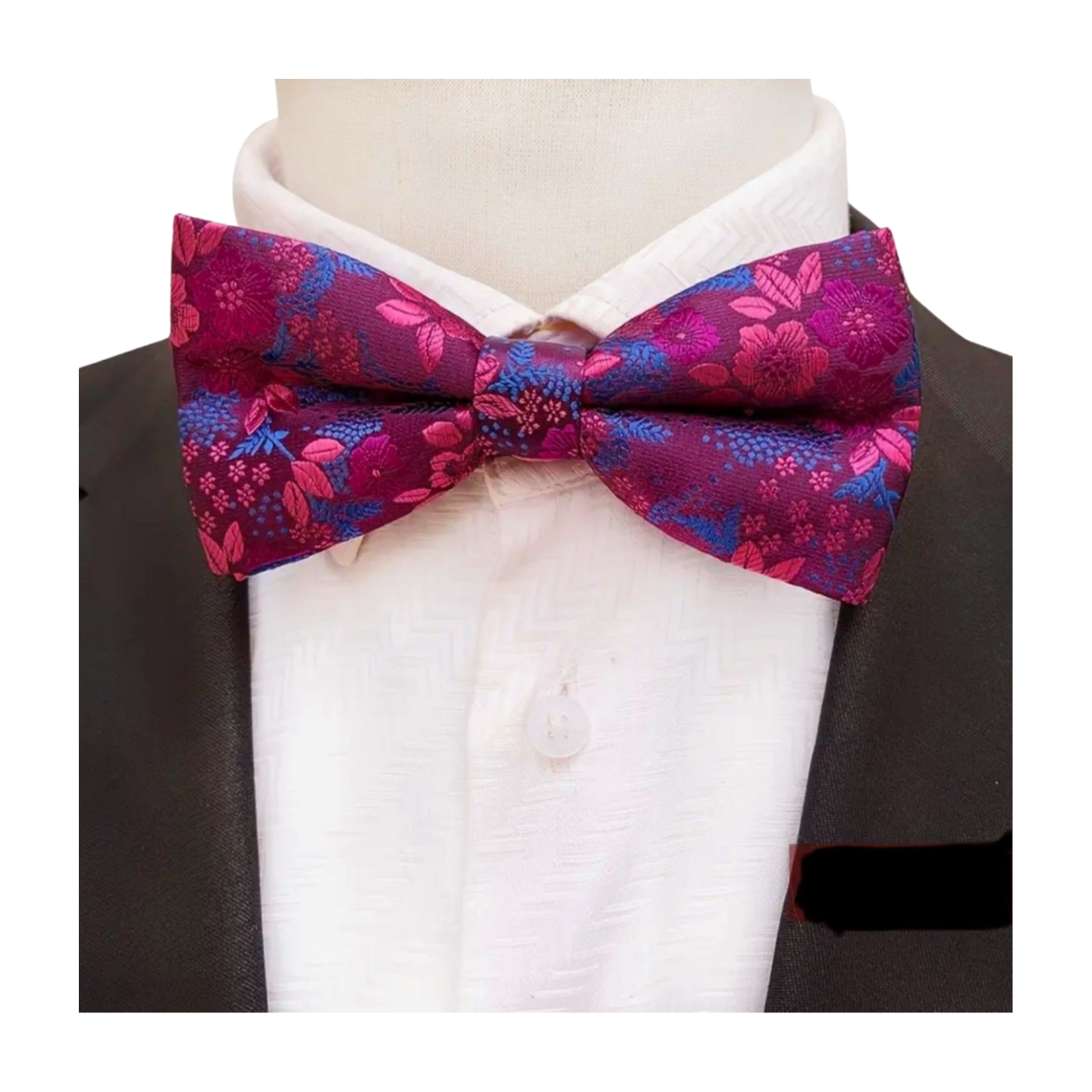 Pink Floral Bow Tie