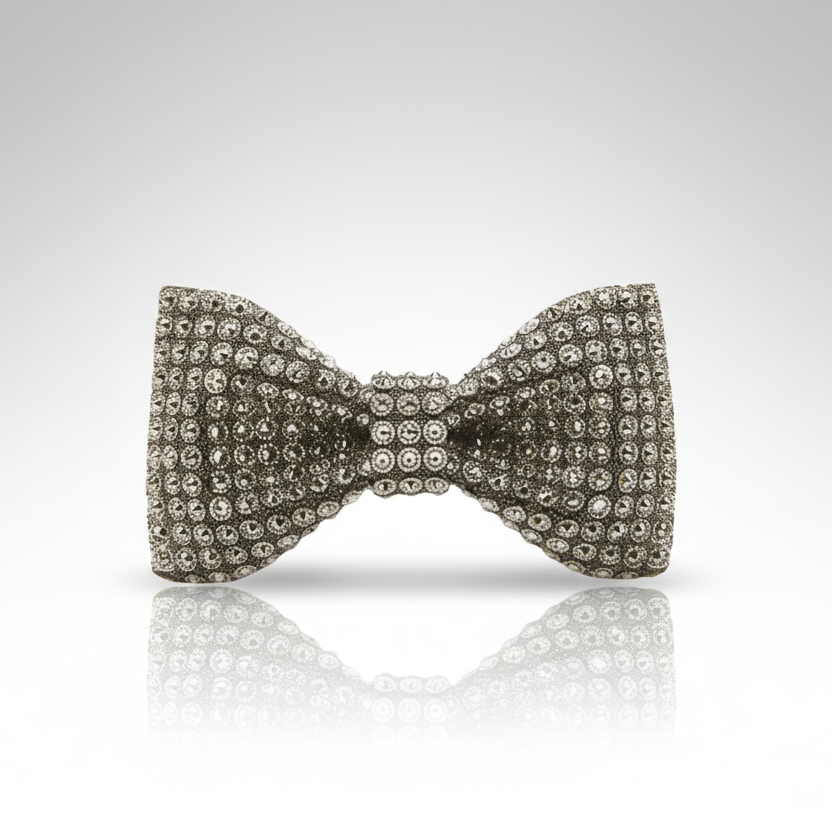 Silver Beaded Bow Tie