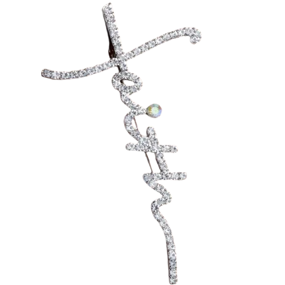 Faith Silver Rhinestone Brooch