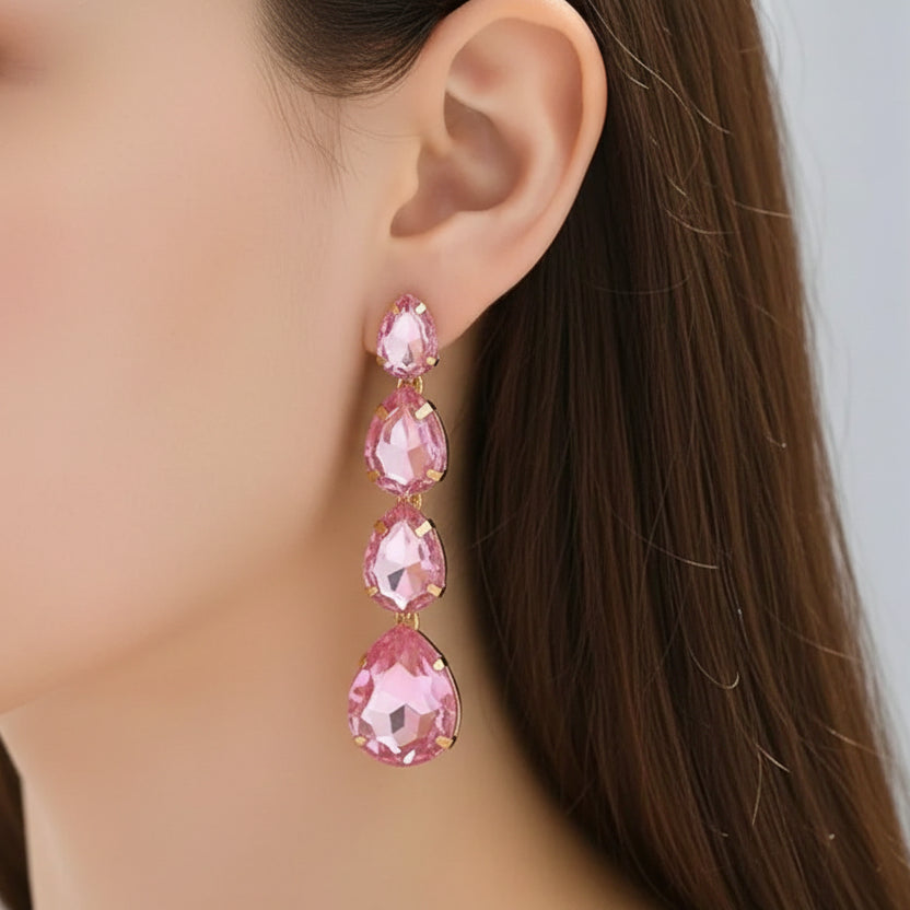 Pink Water Drop Earrings