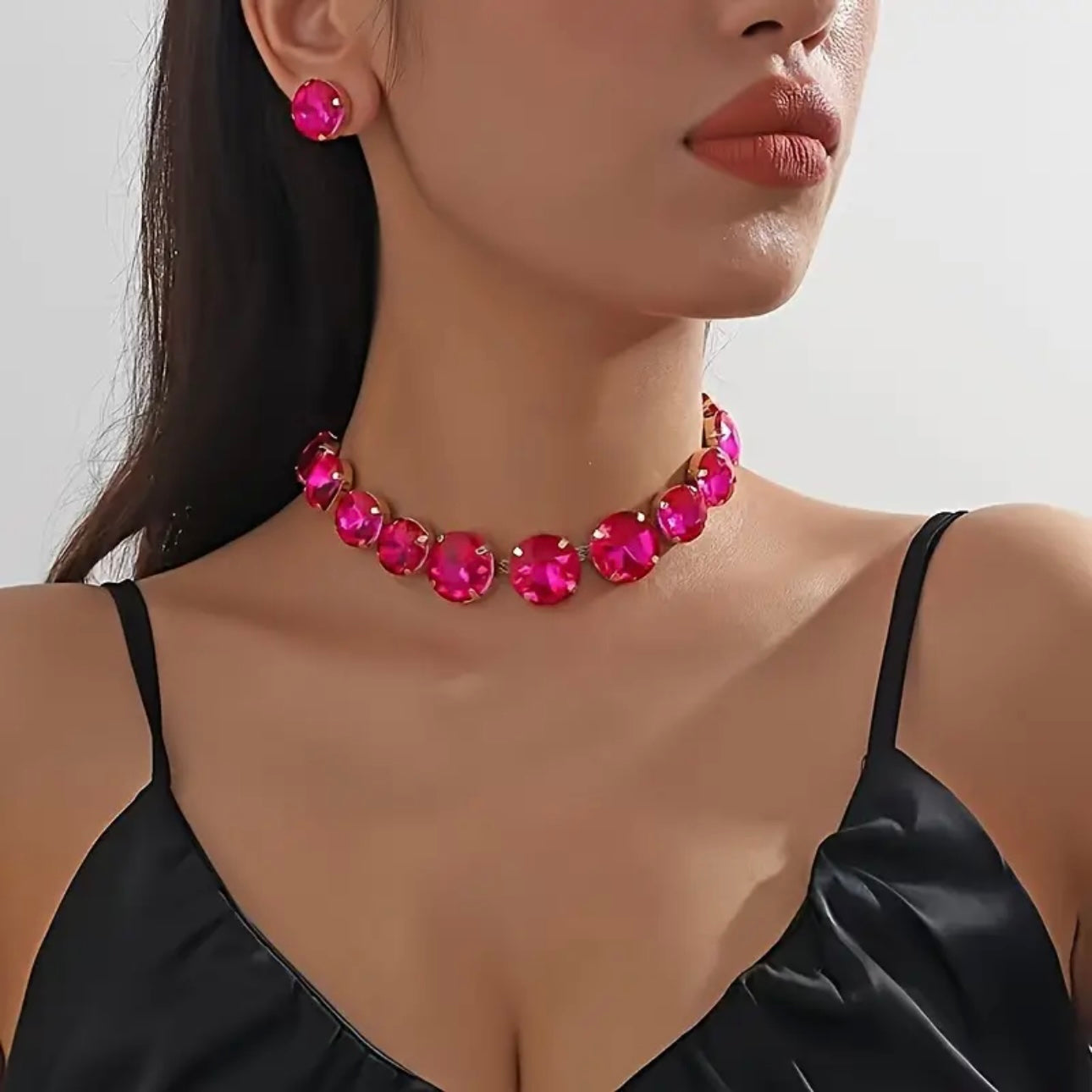 Rose Red Choker Jewelry Set