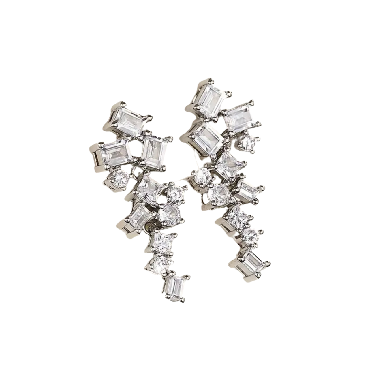 Geometric Petite Zircon Dangling Earrings