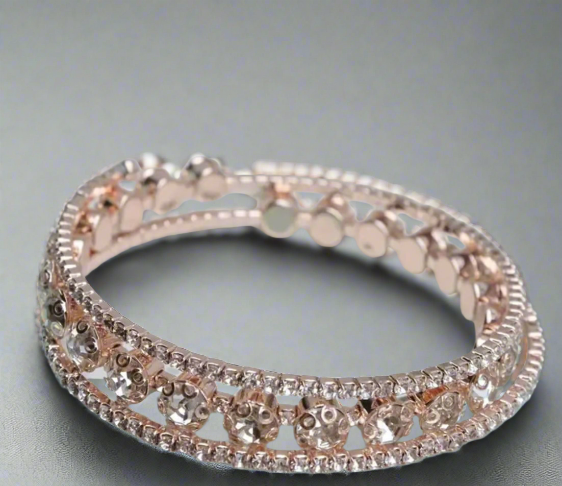 Rose Gold Rhinestone Flexible Bracelet