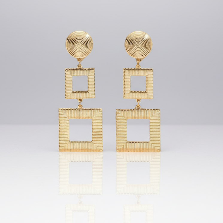 Gold Square Earrings