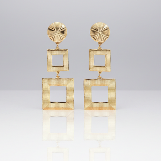 Gold Square Earrings