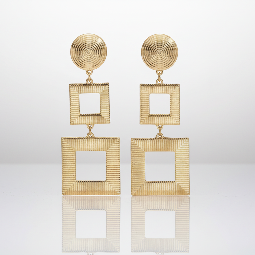 Gold Square Earrings