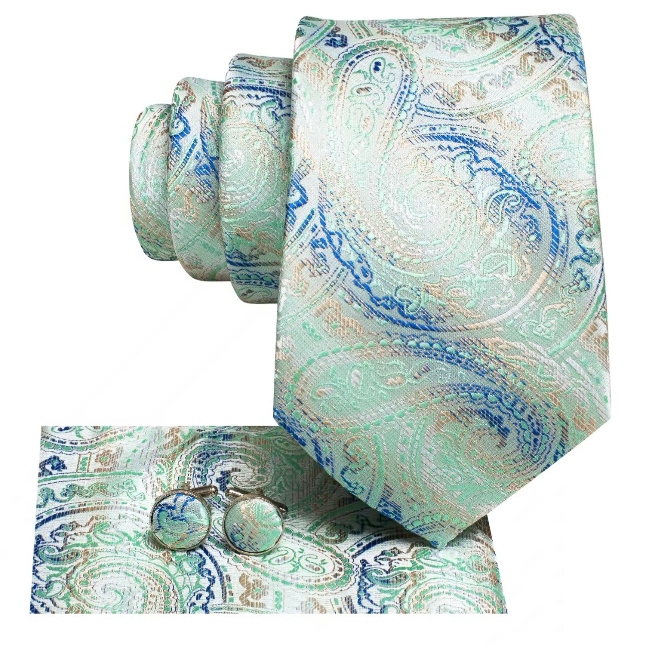 Green Mint Blue Necktie Set