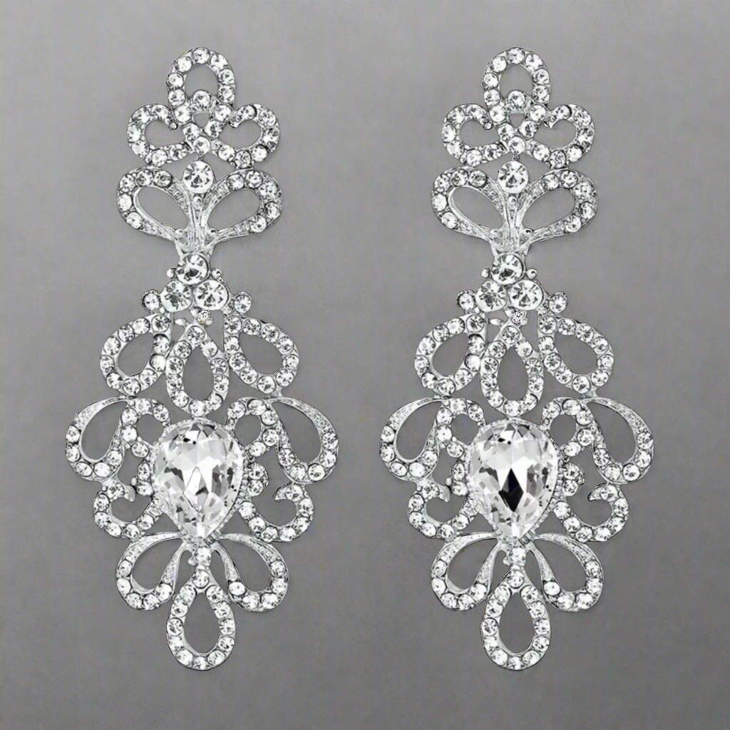 Rhinestone Silver Earrings