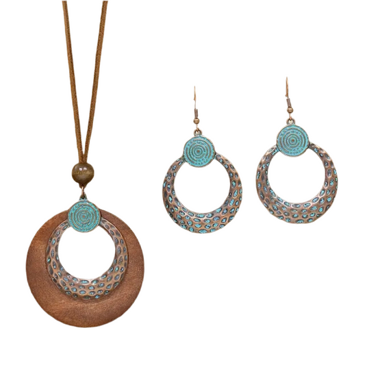Blue Wood Boho Jewelry Set