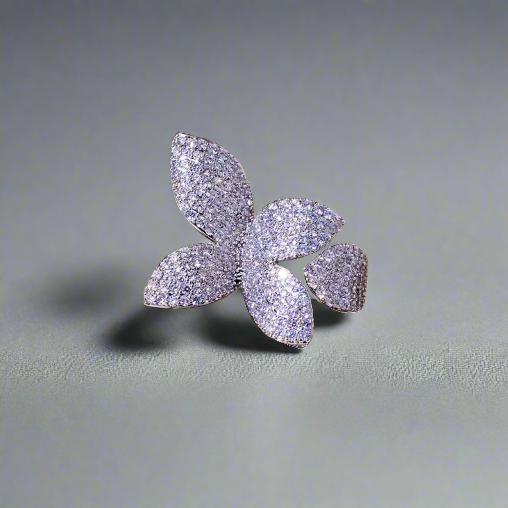 Exaggerated Flower Zirconia All-Fit Ring