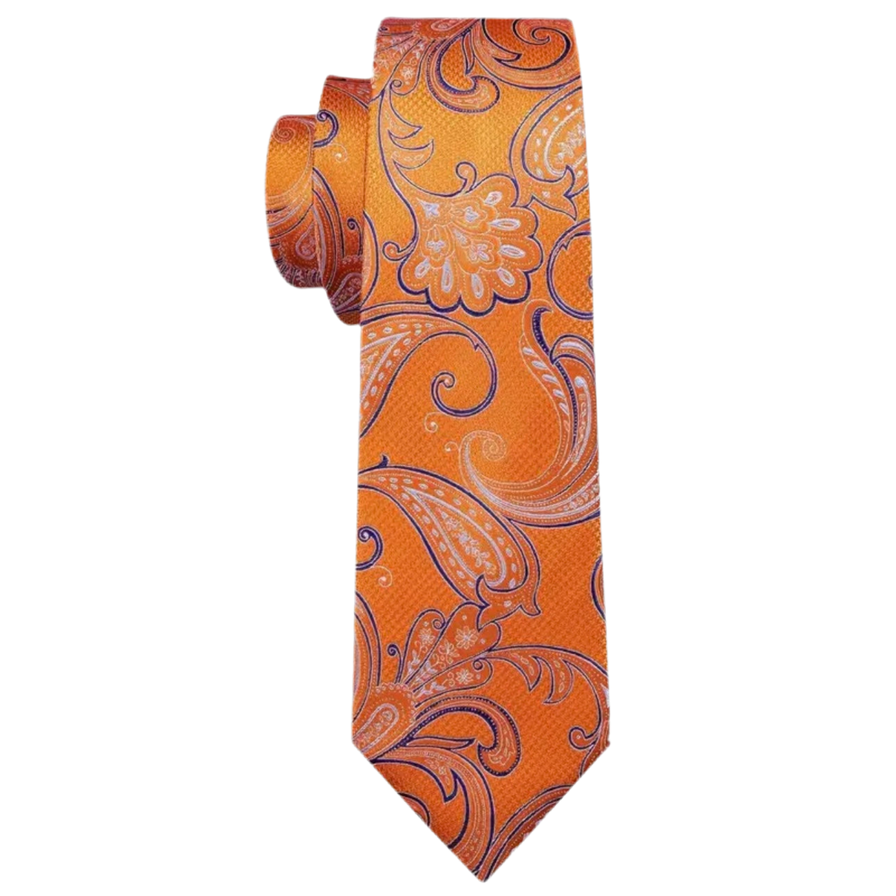 Orange Navy Paisley Necktie Set