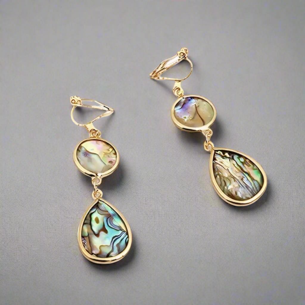 Abalone Shell Clip Earrings