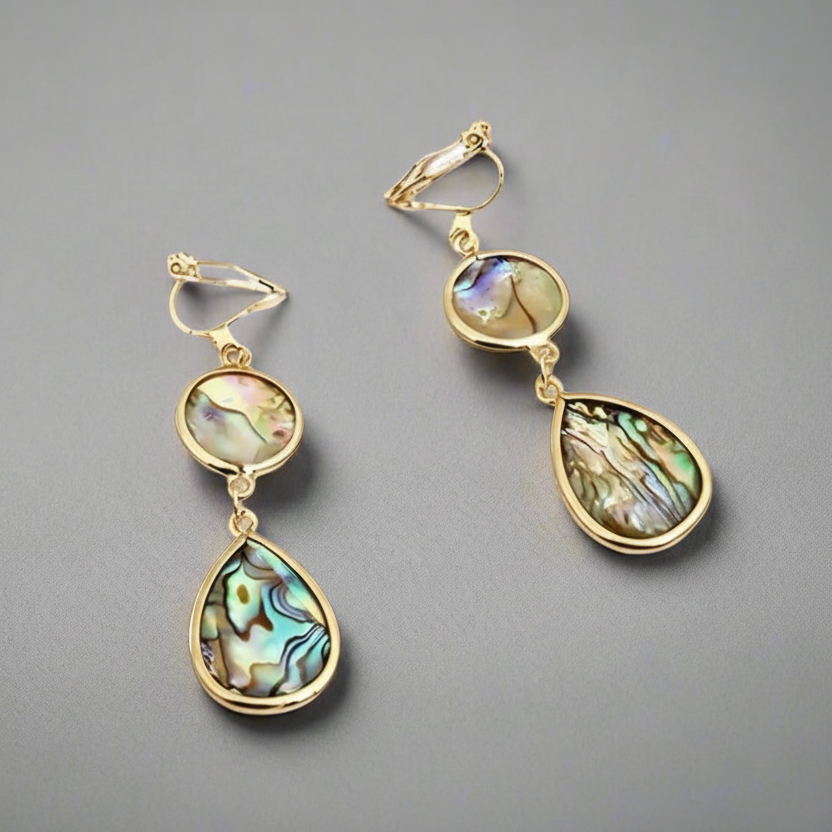Abalone Shell Clip Earrings