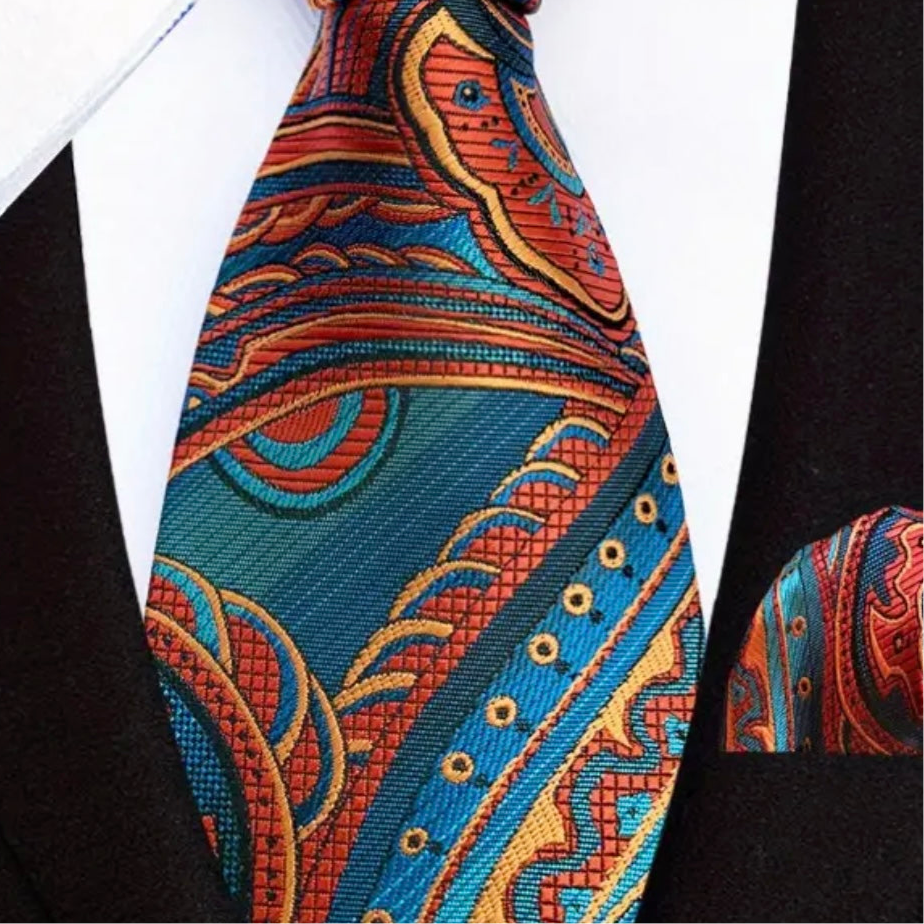 Orange Blue Necktie Set