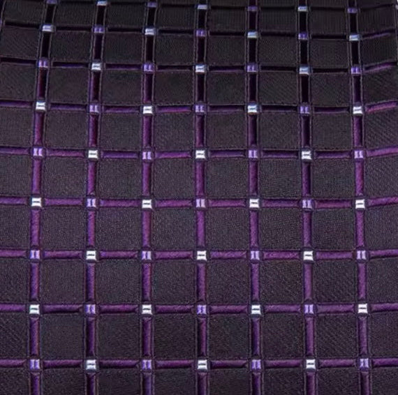 Purple Tartan Long Necktie & Bonus Accessories Set