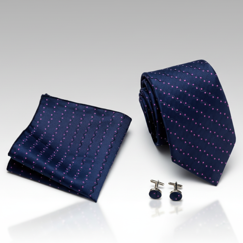 Blue Pink Necktie Set