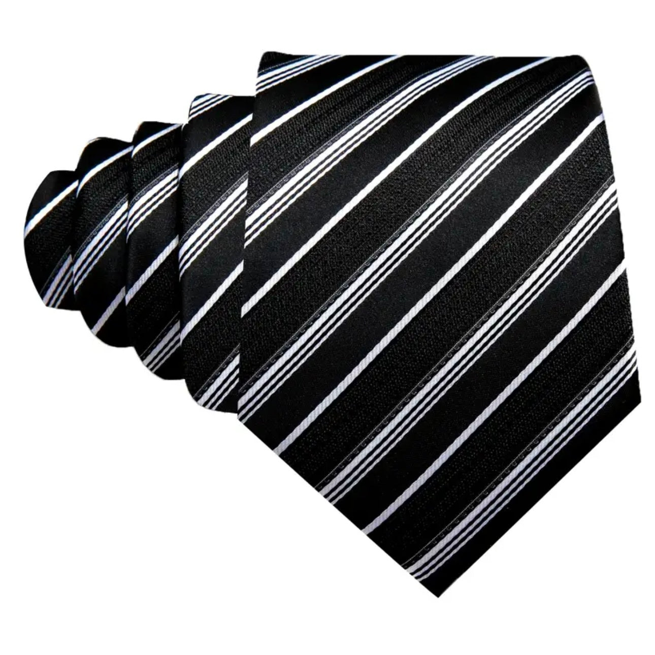 Black White Stripe Necktie Set