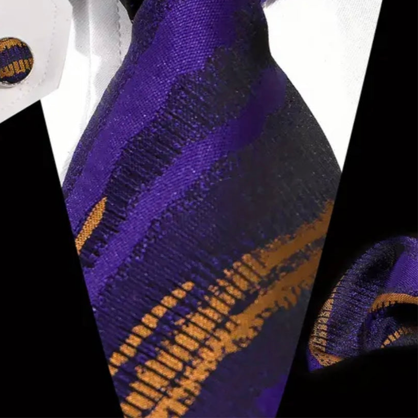 Purple Black Gold Necktie Set