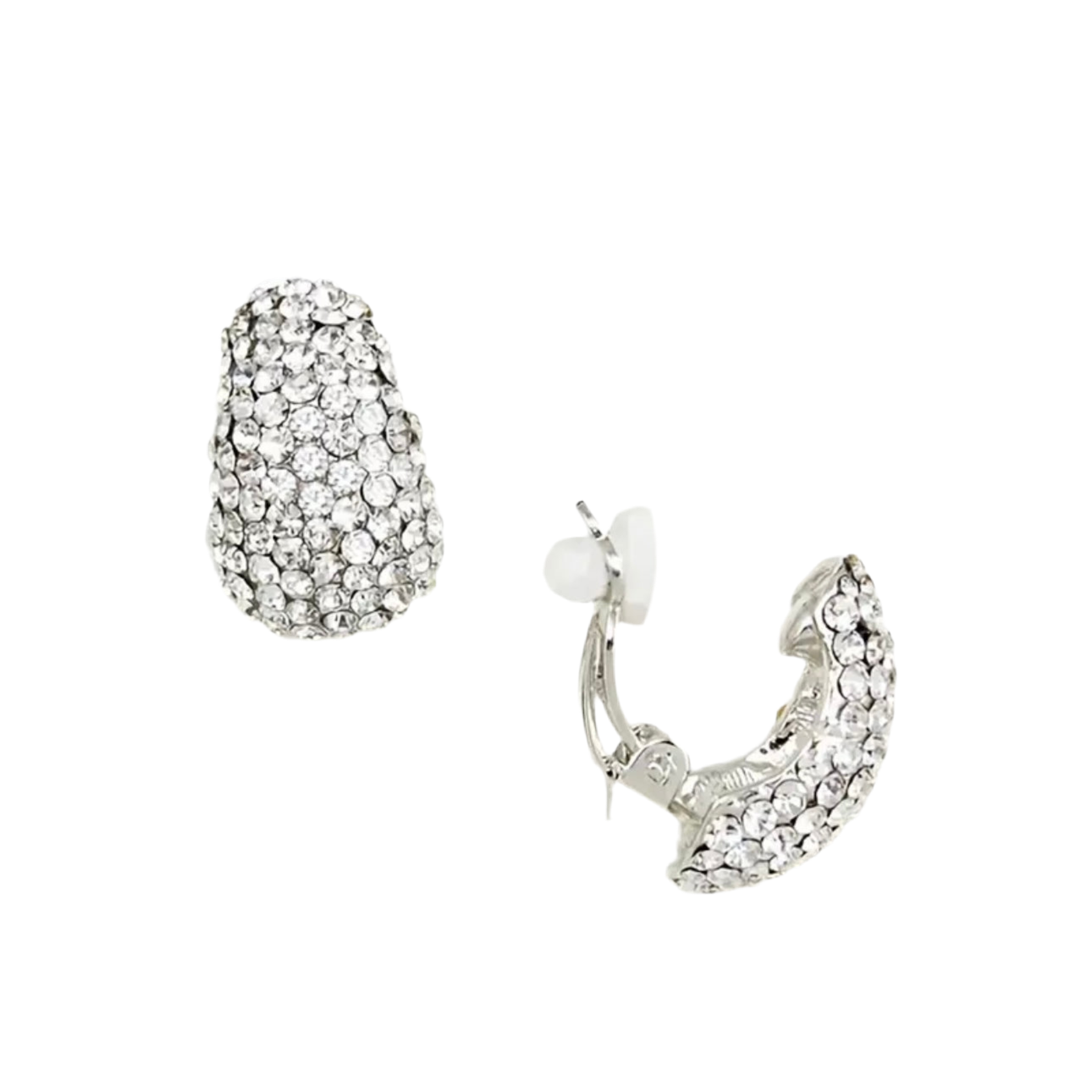 Clear Rhinestone Clip Earrings