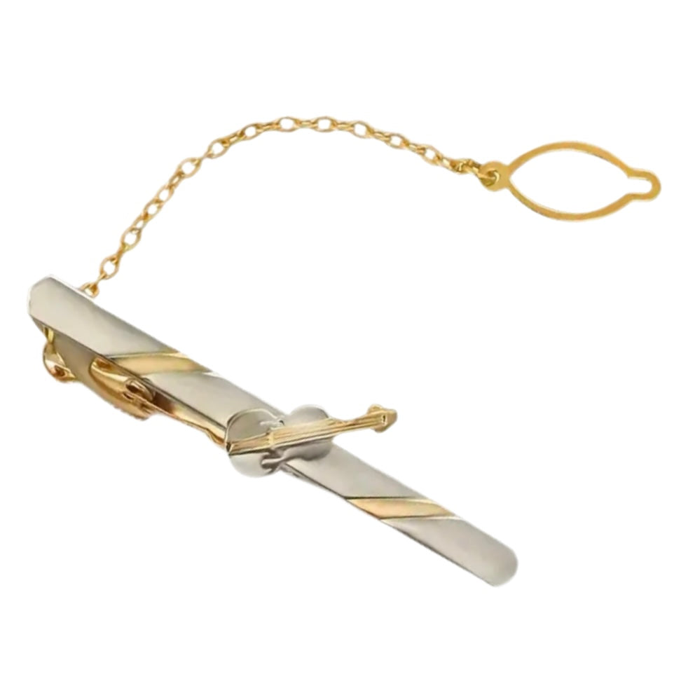 Guitar Gold Silver Tie Clip