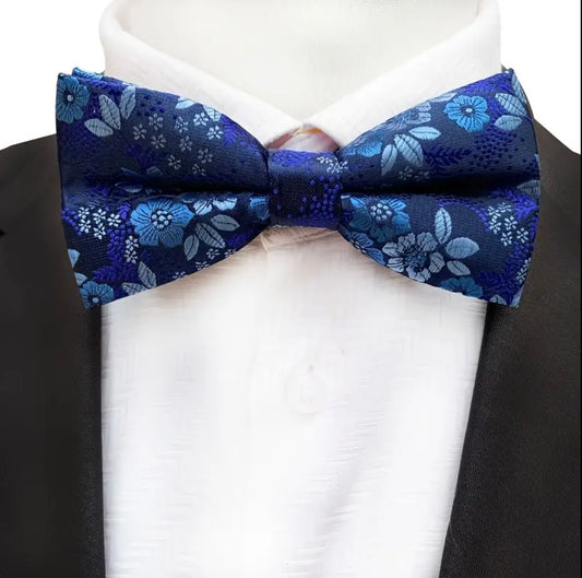 Blue Royal Floral Bowtie