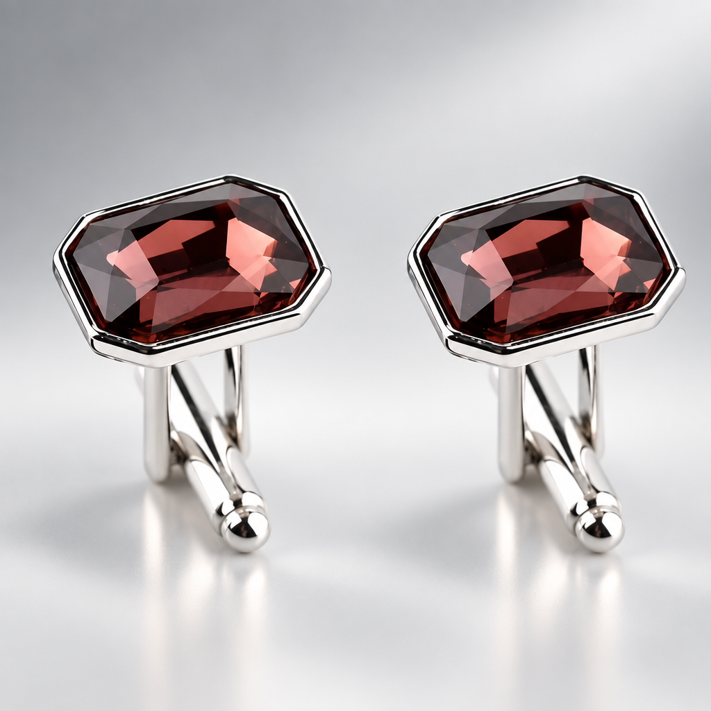 Maroon Rhinestone Cufflinks