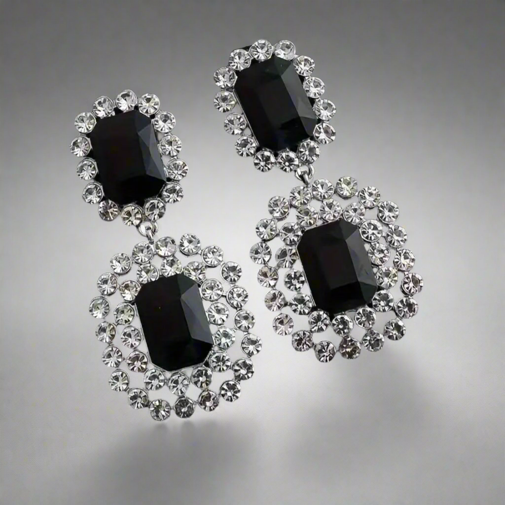 Sophisticated Black Rhinestone Earrings