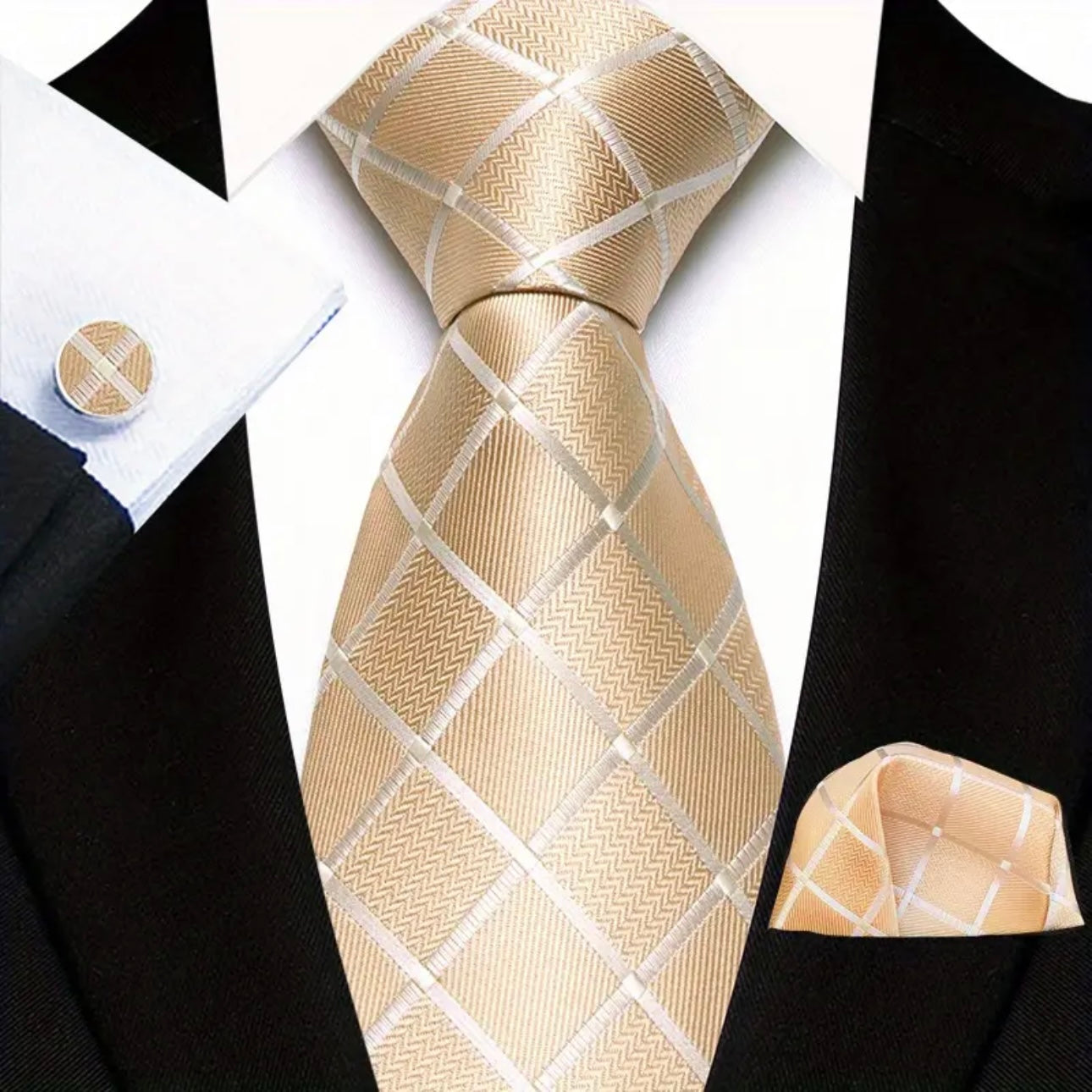 Gold Champagne Necktie Set